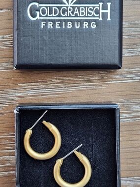 Gold Grabisch Freiburg Brushed Gold Hoop Earrings